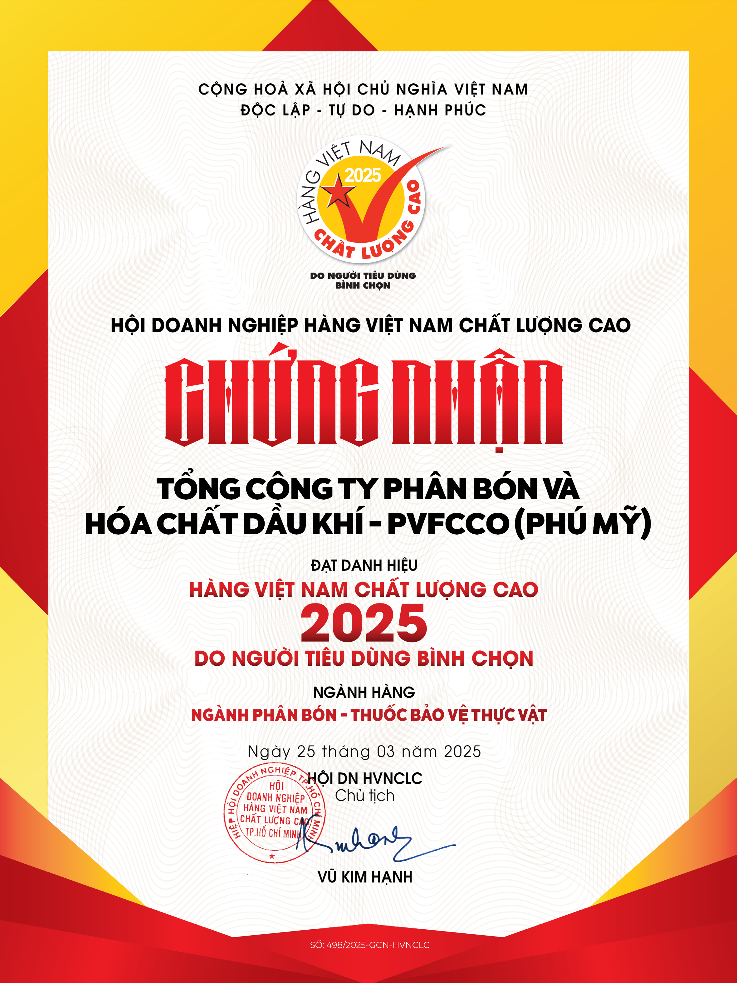 PHÚ MỸ VINH DỰ ĐƯỢC BÌNH CHỌN "HÀNG VIỆT NAM CHẤT LƯỢNG CAO" NĂM THỨ 22 LIÊN TIẾP